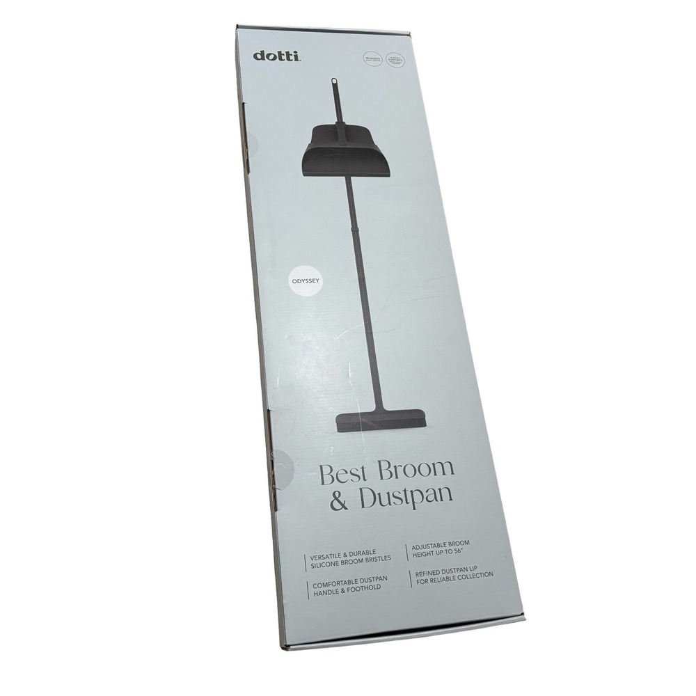 NWOT RARE DOTTI SILICOLN BEST ADJUSTABLE BROOM AND DUSTPAN COMBO ODYSSEY BLACK